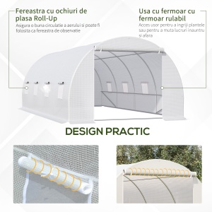 Tunnel Sera de gradina pentru plante din PE cu tevi metalice 6x3x2m Alb - Img 6