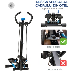 Twist Stepper – Aparat Fitness cu Benzi Elastice & LCD - Img 4