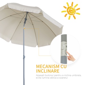 Umbrela de Gradina cu Acoperis Reglabil Φ220, Crem alb - Img 4