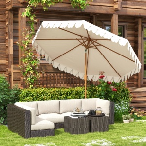 Umbrelă de Grădină cu Deschidere cu Manivelă, Fald Dublu şi Înclinabil, 2.7x2.4 m, Alb Crem - Img 2