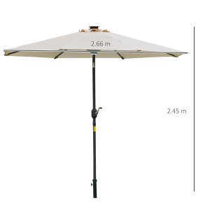  umbrela de gradina cu leduri, Φ266x245cm, crem - Img 3
