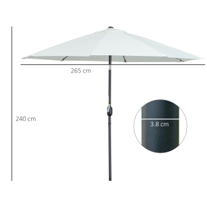 Umbrela de Gradina inclinabila pe 3 Unghiuri, cu Manivela, Ø265x240 cm, Alb Crem - Img 3