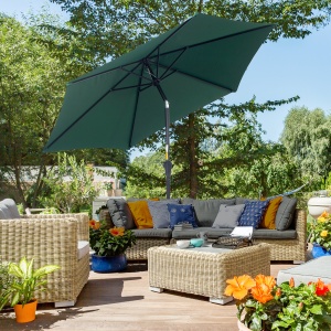 Umbrela de Gradina Reclinabila Plaja Aluminiu si Poliester Φ2.6×2.35m Verde Inchis - Img 2