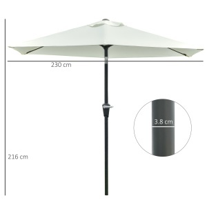 Umbrela de Gradina Reglabila cu manivela din otel , Alb Crem Φ230cm - Img 3