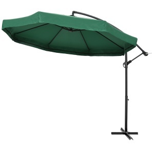 Umbrelă de Soare cu Plasă de Țânțari, Umbrelă de Soare cu Deschidere Manivelă și Bază Transversală, 295x295x240 cm, Verde - Img 1