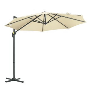 Umbrela de Soare pentru Gradina Descentrata cu Inclinare Reglabila si Pivotanta la 360°, Ø293x248cm Alb Crem - Img 1
