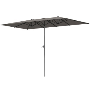 Umbrelă Dublă de Grădină cu Manivelă și 12 Spițe din Aluminiu și Poliester, 4.5x2.6 m, Gri Închis