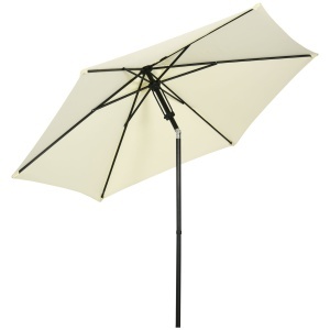 Umbrela pentru gradina din poliester si metal cu 6 bare, cu acoperis inclinabil la 45°, Ø262x243 cm, bej si negru - Img 1