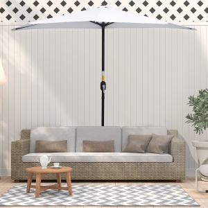 Umbrelă Semicirculară de Perete cu Deschidere cu Manivelă și 5 Spițe, 2.6x1.35x2.3 m, Alb - Img 2