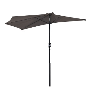 Umbrela Semicirculara de Perete pentru Gradina cu Deschidere cu Manivela din Poliester, Gri 269x138x236cm - Img 1