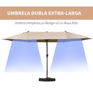 Umbrele de Gradina Dublă 460x270cm, Manuală, pentru Grădină, Familie, Negru - Img 4