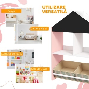 Unitate de depozitare a jucariilor pentru copii sertare rafturi detasabile pentru dormitorul copiilor sufragerie decor pentru cresa roz - Img 6