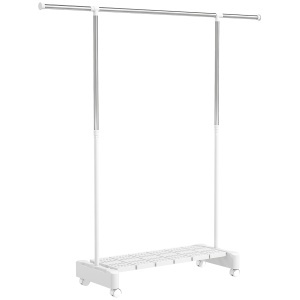 Uscător Vertical Extensibil cu Roți și Raft pentru Încălțăminte Alb
