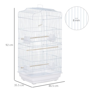 Voliera Pasari – 46,5×35,5×92 cm, Metal & Plastic Alb - Img 3