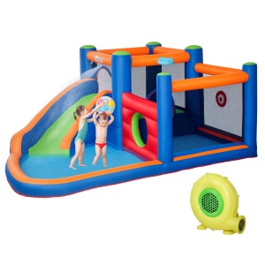 4 in 1 pentru copii Tobogan de apa Bounce House tobogan, trambulina, piscina, pentru copii de 3-8 ani