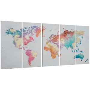 5 Piese Canvas Wall Art Harta Lumii, Tablouri de Perete pentru Decor Dormitor Sufragerie, 80 x 40 cm x 4 - Img 1