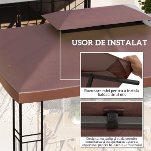 Acoperis de Schimb pentru Gazebo de Gradina, Impermeabil, Dublu Strat, 3x4 m - Img 5