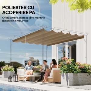 Acoperiș de Schimb pentru Pergolă cu 10 Orificii de Drenaj, Permeabil, 4x3 m, Bej - Img 5