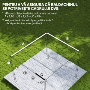 Acoperiș Pergolă Retractabil, Copertină pentru Umbră, UV30+, Gri Închis - Img 4