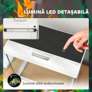 Acvariu 17L – Cu Iluminare LED, Filtru & Pompa de Apa, Alb - Img 6