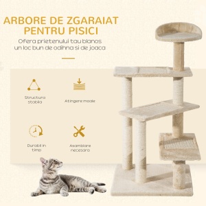 Ansamblu de joaca pentru Pisici pe mai multe niveluri Stalp de zgariat din Sisal Platforme si Cusca - Img 5