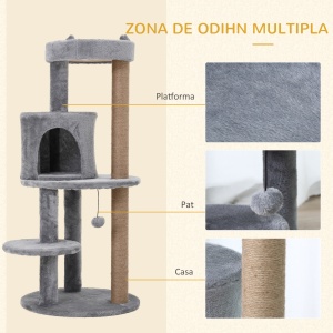 ansamblu pentru 1-2 pisici, 3 nivele, 48x48x104cm gri - Img 6