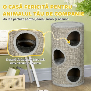 Ansamblu pentru pisici, Turn din Sisal pentru animale de companie cu planforme cu invelis moale - Img 5