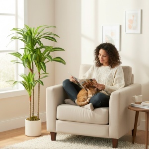 Arbore Artificial Dracaena 120 cm cu Rame Flexibile - Verde - Img 2