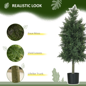 Arbori Topiari de Cedru Artificial, Set de 2 Plante Artificiale în Ghivece, Plante Decorative, 38x12.5x90 cm, Verde - Img 4