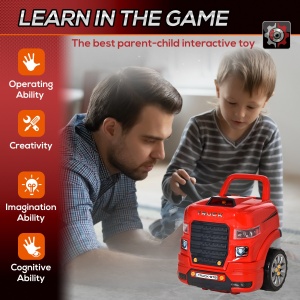 Atelier Camion Jucarie cu Motor, 61 Accesorii pentru Copii 3-5 Ani - Img 7