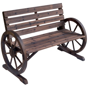 Banca Country Fonta 127×60×85 cm – 2‑locuri cu Cotiere Rotative Neagra - Img 1
