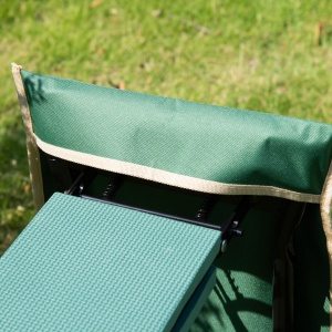 Bancă de grădină 2 în 1 cu protecție pentru genunchi, pernuțe din spumă EVA și geantă pentru depozitare, 58x28x49 cm, Verde - Img 8