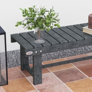 Bancă de Grădină cu 2 Locuri, Bancă de Exterior cu Șipci din Lemn de Molid, Stil Country, Perfectă pentru Terasă, Patio sau Curte, Greutate maximă 250 kg, 110x38x35 cm, Gri - Img 8
