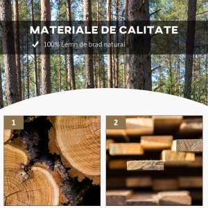 Bancă de Grădină cu 2 Locuri, Design cu Roți, Bancă de Exterior din Lemn de Brad, pentru Terasă, Patio și Curte, 98x50x39,5 cm, Aspect Lemn Natural - Img 5