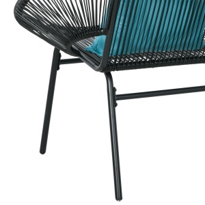Bancă de grădină cu 2 locuri din metal și sfoară din rășină cu 2 perne - dim. 132L x 72l x 83Î cm - negru - Img 9
