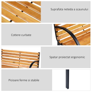 Banca de Gradina sau Terasa cu 2 locuri, in Otel 122L x 60L x 83Hcm - Img 4