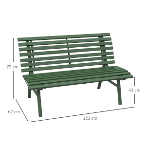 Bancă pentru Grădină, Banca de Exterior pentru Terasă cu Șezut și Spătar cu Lamele, 123x67x79 cm, Verde - Img 3