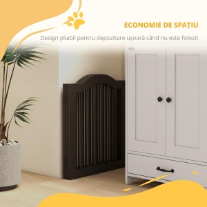 Barieră Pliabilă pentru Câini cu 3 Secțiuni din Lemn și Picioare, 154,5x29,5x61 cm, Cafeniu - Img 8