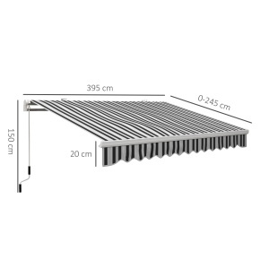Bază pentru Umbrelă de Soare cu Roți și Mâner Reglabil, 395x245 cm, Negru - Img 3