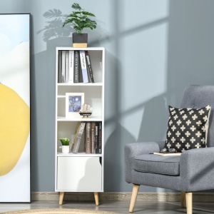 Biblioteca Alba – 40×30×129,5 cm cu Rafturi & Dulapior - Img 8
