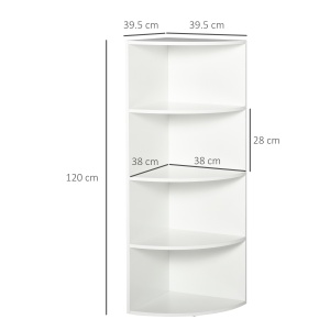 Biblioteca Colt Perete – 4 Rafturi Lemn Alb 120 cm - Img 2