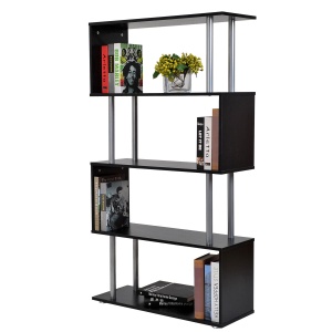 Bibliotecă cu Design Modern 4 Rafturi, Neagră, 80x30x145cm - Img 1