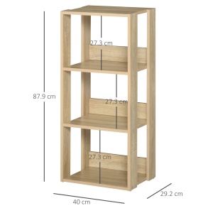 biblioteca din lemn cu 3 rafturi, 40x29.2x87.9cm - Img 3