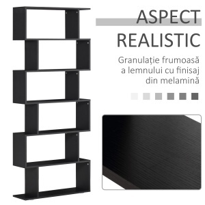 Bibliotecă din Lemn cu 6 Rafturi, 80x24x191 cm, Negru - Img 5