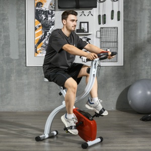 Bicicletă Magnetică Pliabilă cu 8 Niveluri de Rezistență și Monitor LCD, 97x43x110 cm, Roșu - Img 2