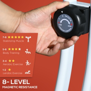 Bicicletă Magnetică Pliabilă cu 8 Niveluri de Rezistență și Monitor LCD, 97x43x110 cm, Roșu - Img 5