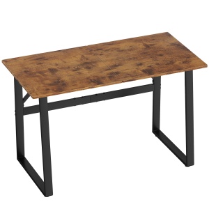 Birou pentru Computer, 120x60x76 cm Birou Lungu cu Colțuri Rotunjite și Structură din Oțel, Masă PC Industrială, pentru Casă, Studiu, Dormitor, Birou, Maro Rustic