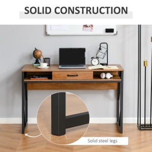 Birou pentru computer, Modern in Stil Industrial MDF, 120x60x76 cm, Maro - Img 6