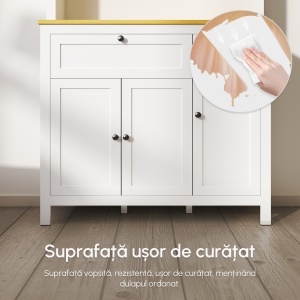 Bufet Bucatarie – Alb cu Sertare & Rafturi Reglabile - Img 9