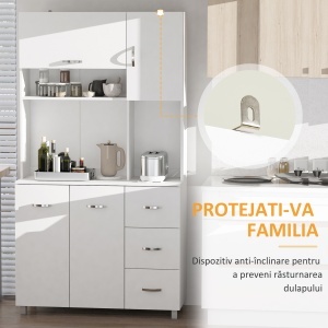 Bufet inaltat Bucatarie 100×39 cm – Rafturi, Sertare & Spatiu Microunde - Img 7